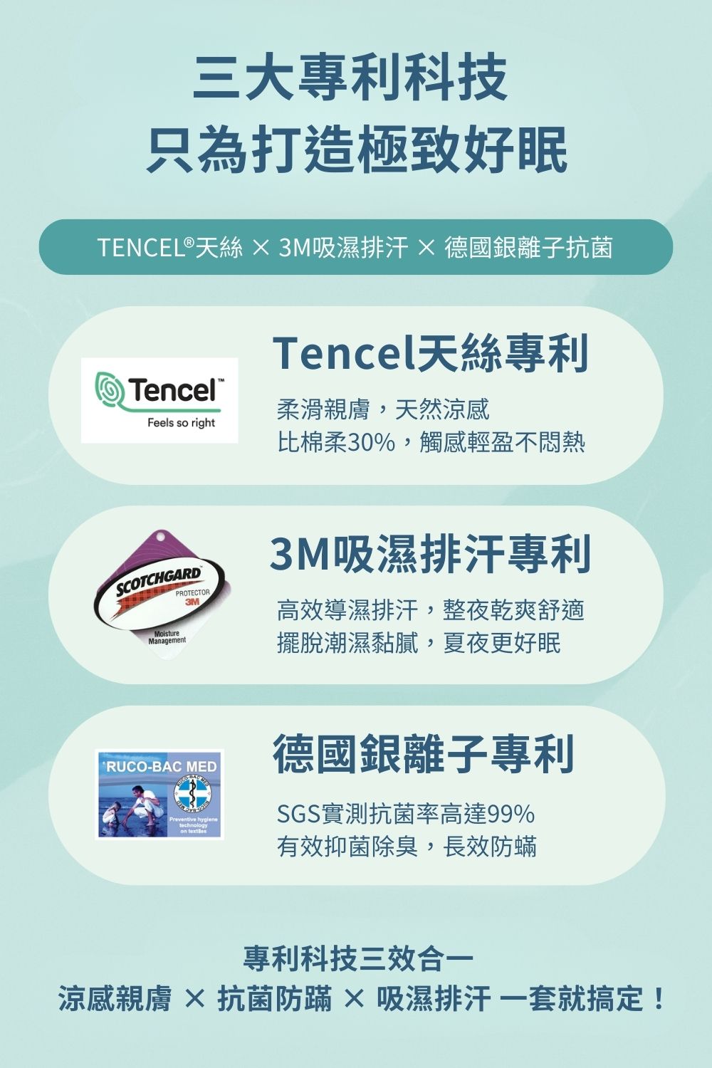TENCEL天絲 X3M吸濕排汗德國銀離子抗菌