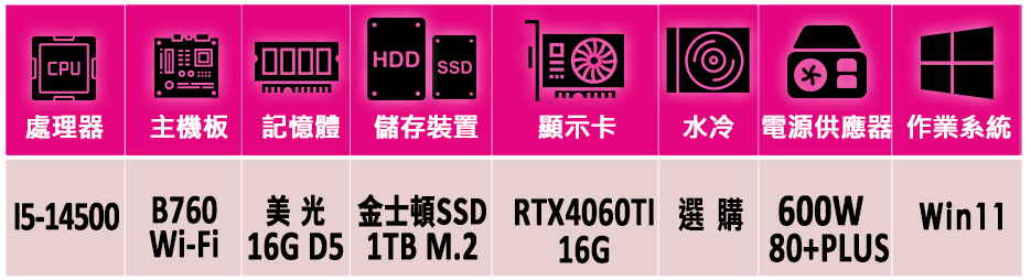 微星平台 i5十四核GeForce RTX 4060TI W