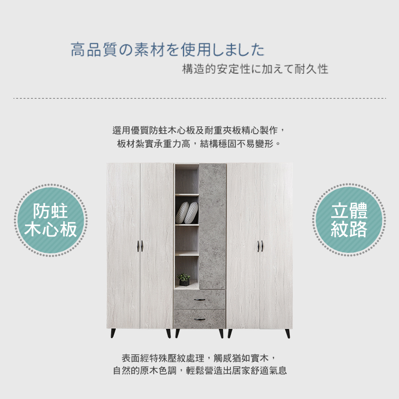 BODEN 哈爾7.1尺工業風多功能收納衣櫃組合(四吊桿+二