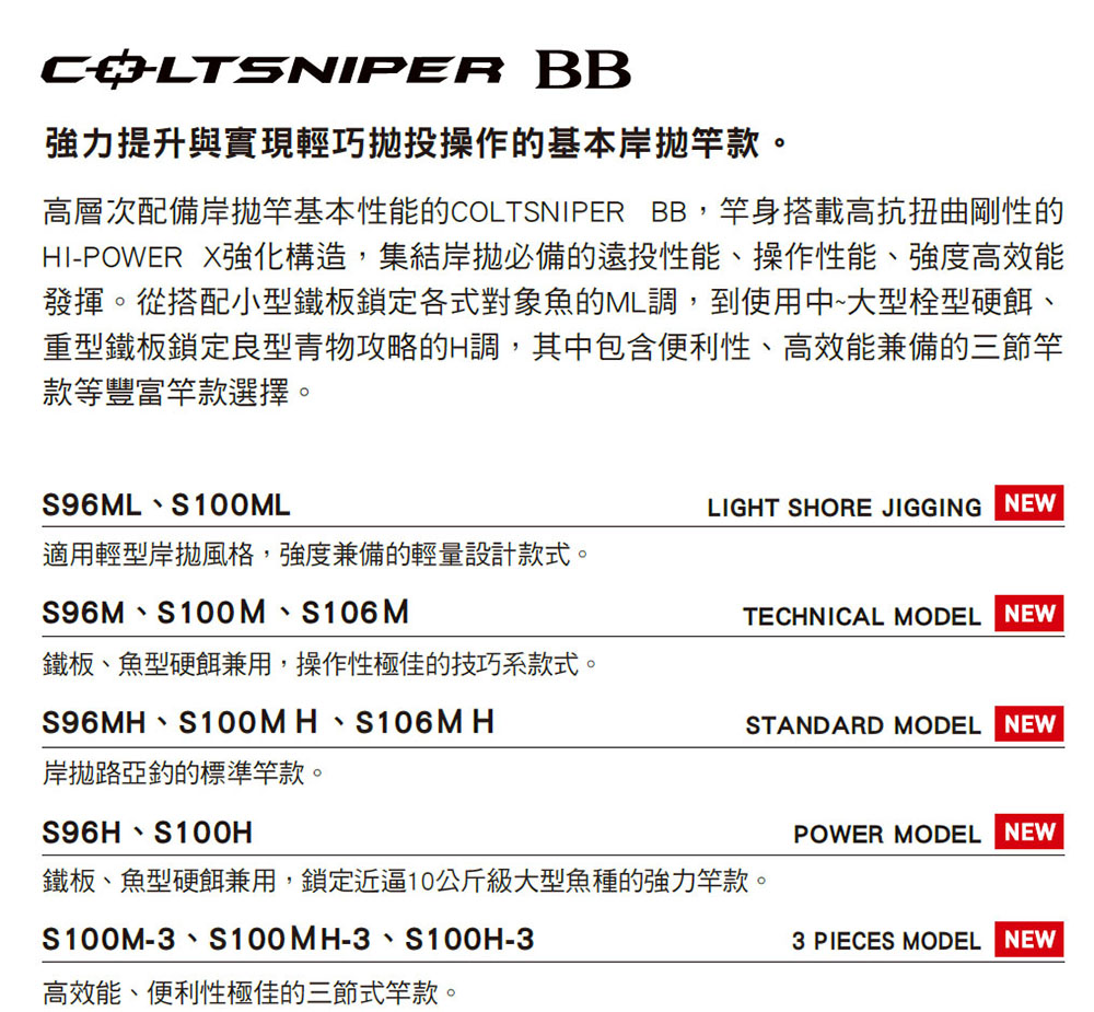 SHIMANO COLTSNIPER BB S96ML 岸拋