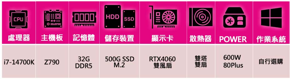 華碩平台 i7二十核 RTX4060 2X{春暖花開}海景房