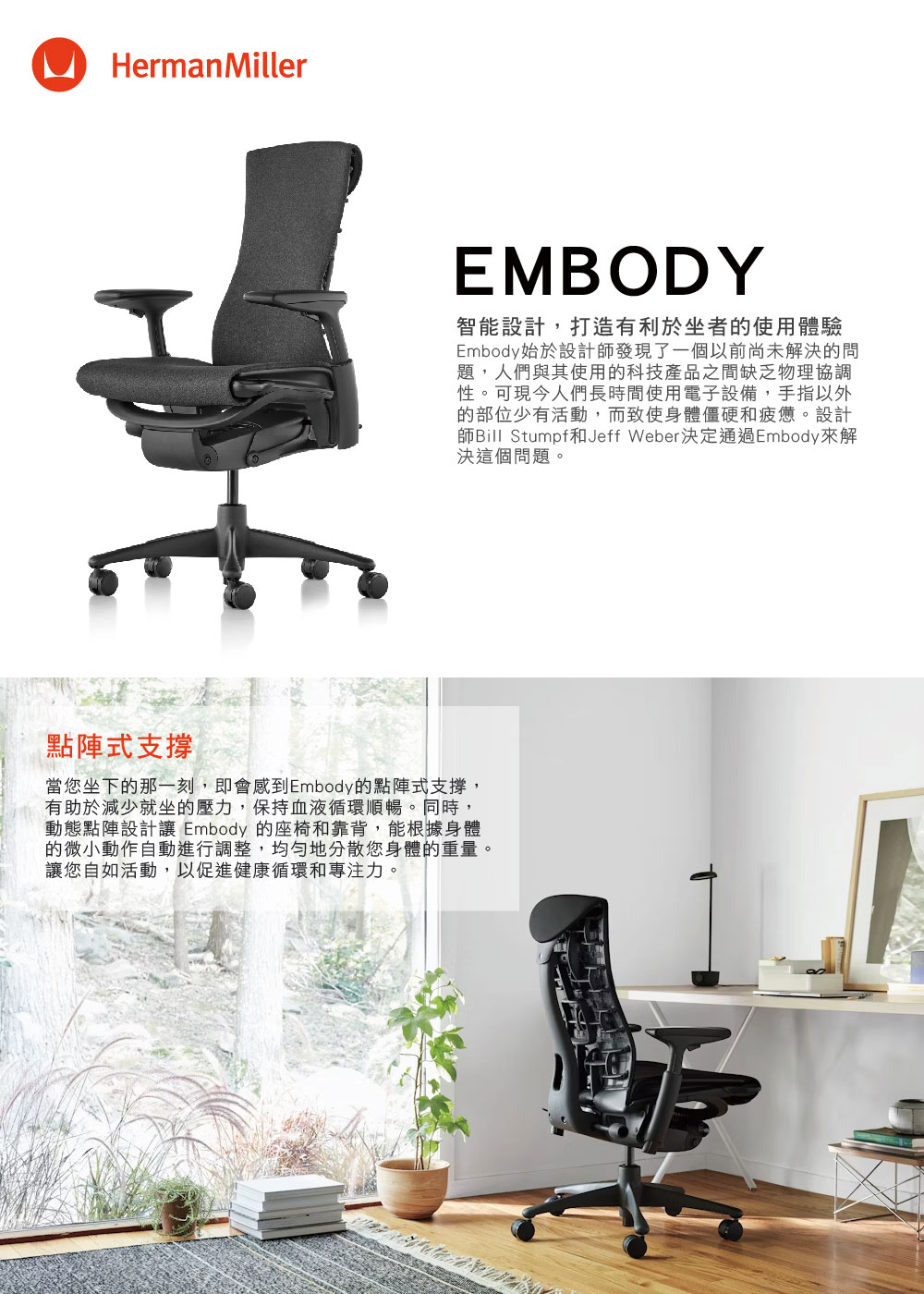 Herman Miller Embody 全功能-白框黑背｜