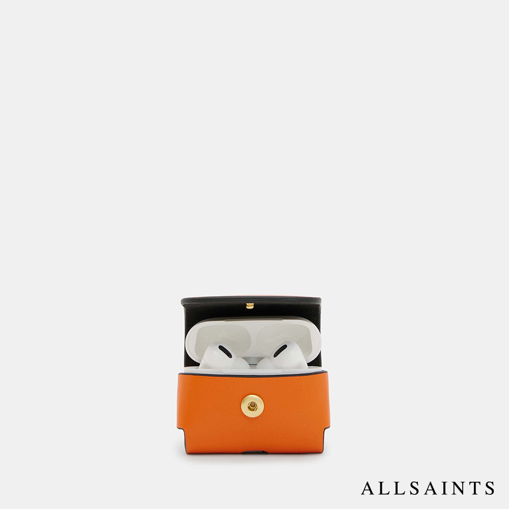 ALLSAINTS AIRPODS 牛皮保護-橘 W078X