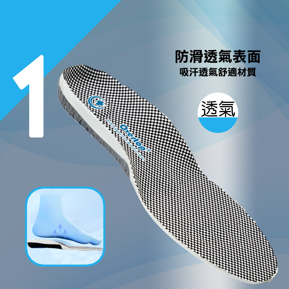Overtop 抗扭避震足弓支撐透氣舒適保健鞋墊 . 高階款