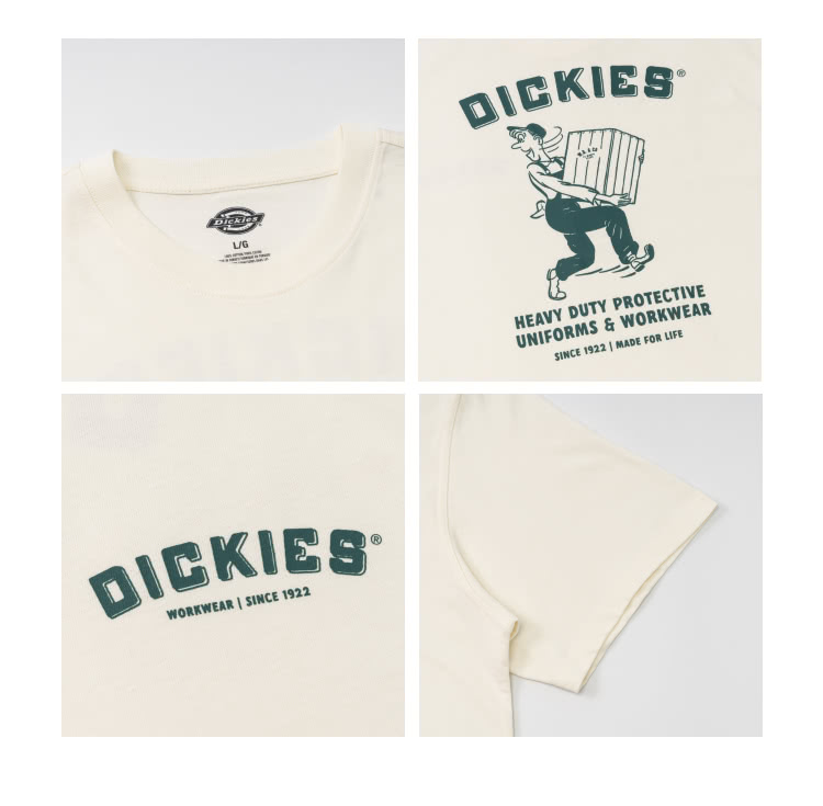 Dickies 男女款雲白色純棉背面大圖案品牌印花休閒短袖T