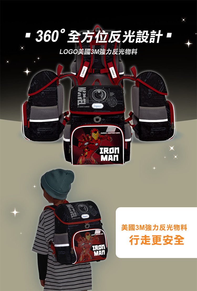 360全方位反光設計 LOGO美國3M強力反光物料 美國3M強力反光物料 行走更安全 