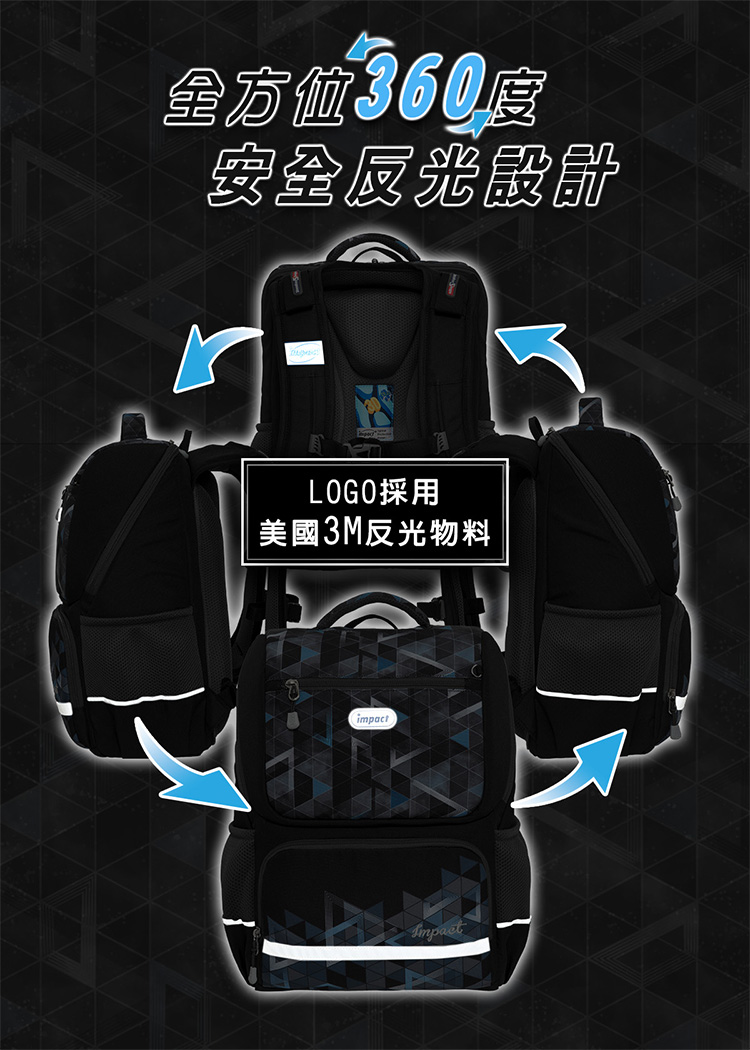 全方位360度 安全反光設計 LOGO採用 美國3M反光物料 