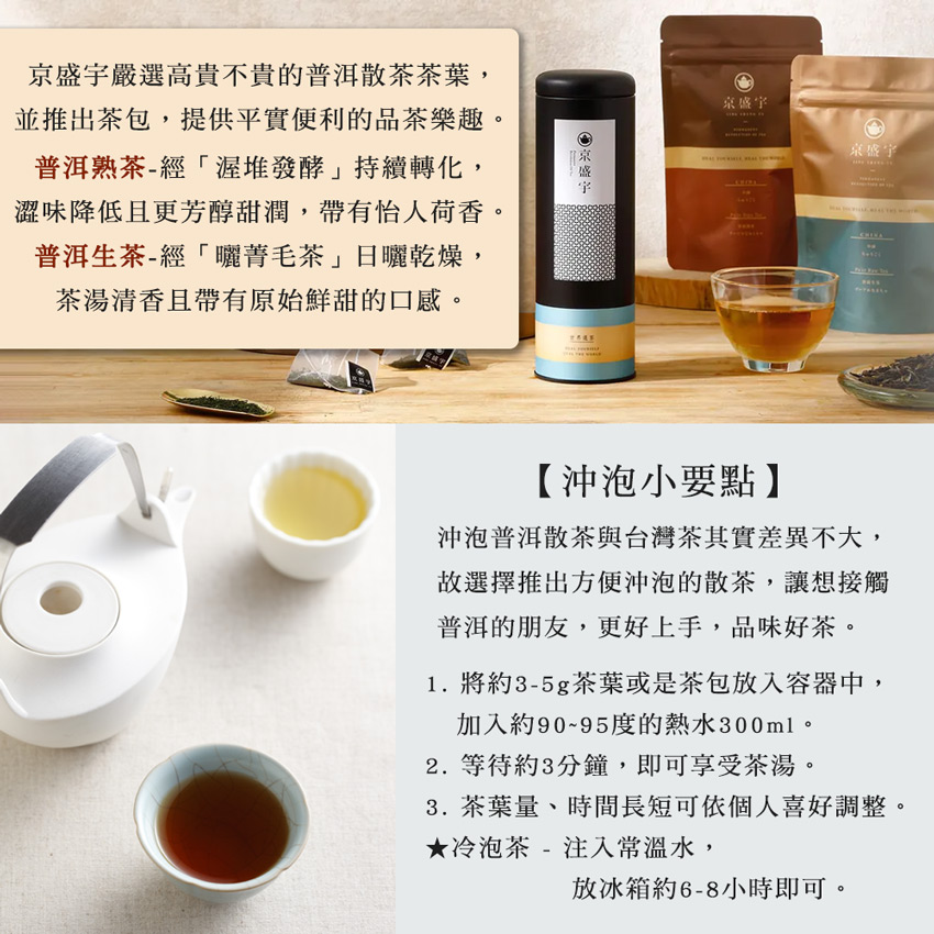 1. 將約35g茶葉或是茶包放入容器中,