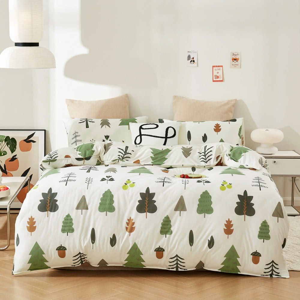 特力屋 針織印花雙人床包兩用被組-月光森林好評推薦