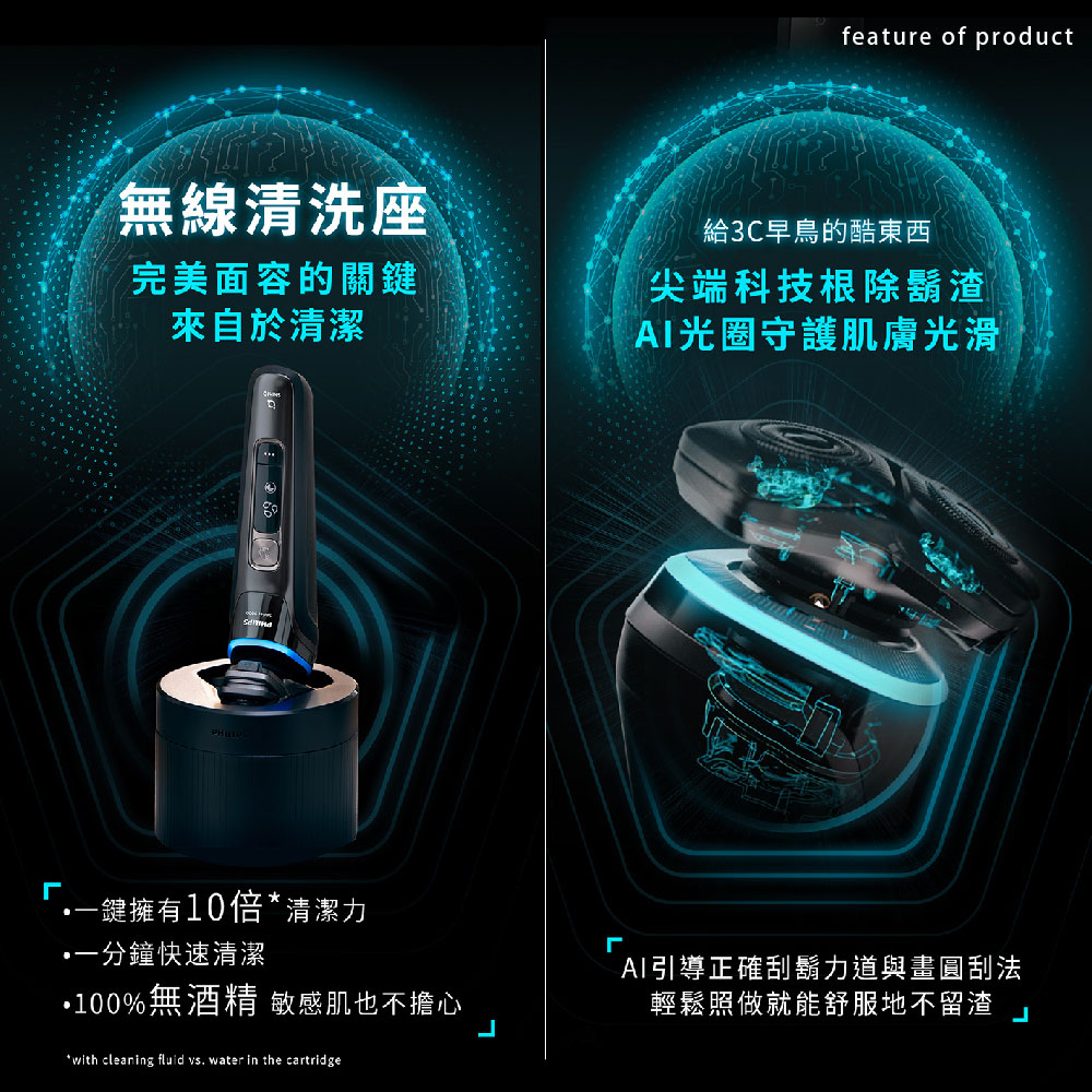 Philips 飛利浦 旗艦智能電鬍刀S9986 + 電鬍刀