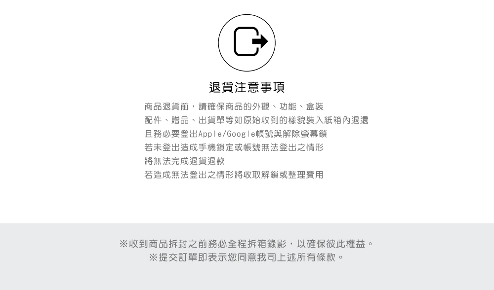 配件、贈品、出貨單等如原始收到的樣貌裝入紙箱內退還