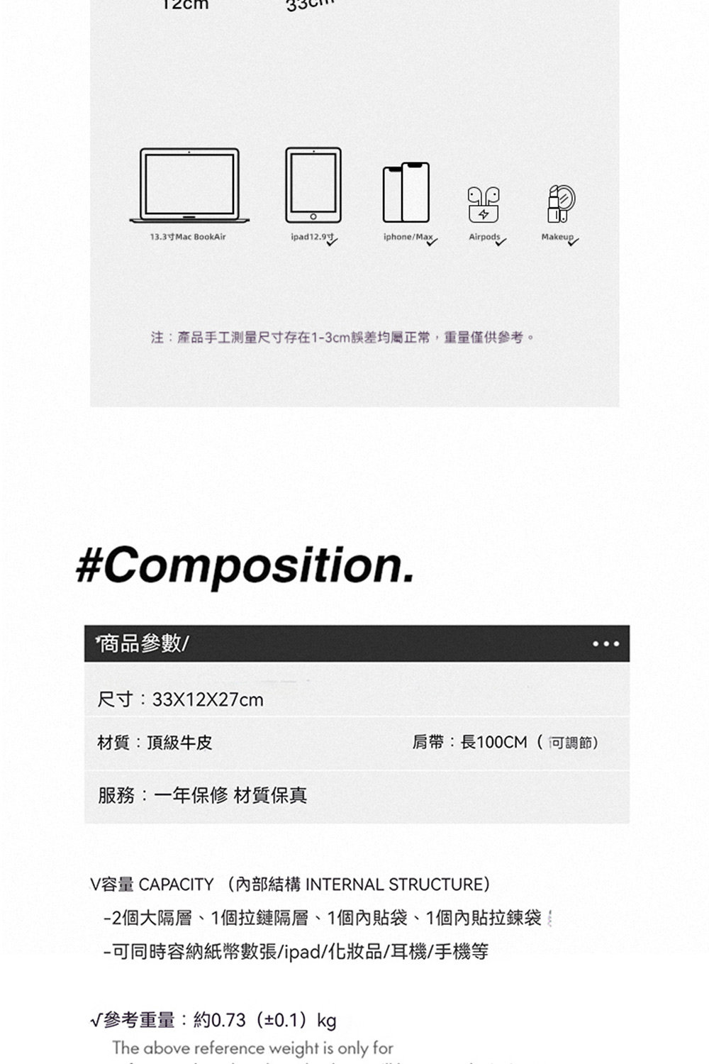 V容量 CAPACITY 內部結構 INTERNAL STRUCTURE