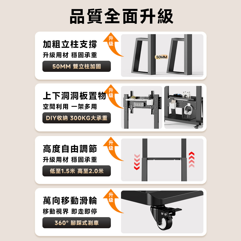 知家家 電視架 電視機架 移動式電視架 電視立架(可適用32