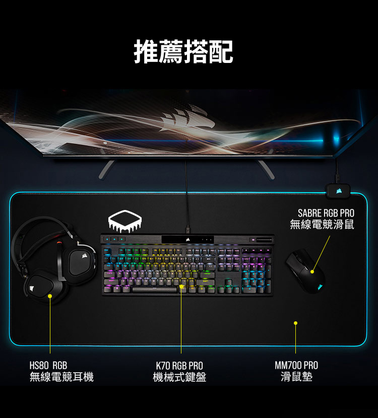 CORSAIR 海盜船 K70 PRO RGB機械式鍵盤 【