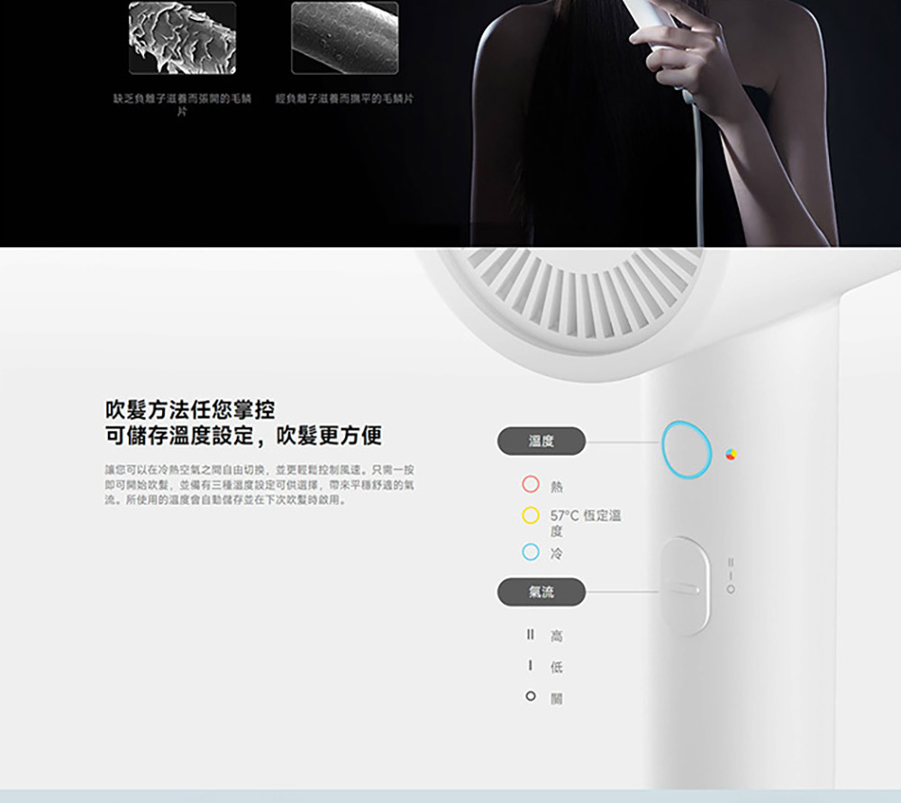 讓您可以在冷熱空氣之間自由切换,並更輕鬆控制風速,只需一按