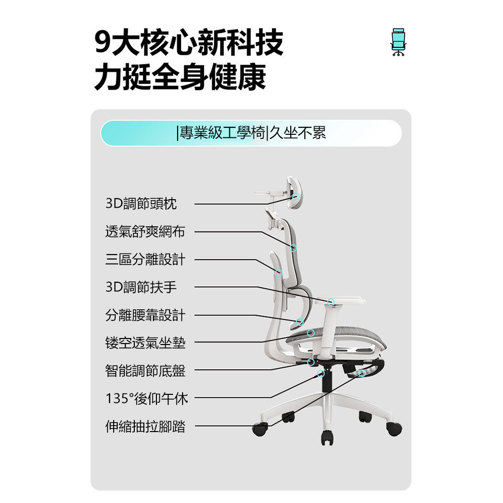 YA STUDIO 家用舒適久坐不累帶擱腳(電腦椅 人體工學