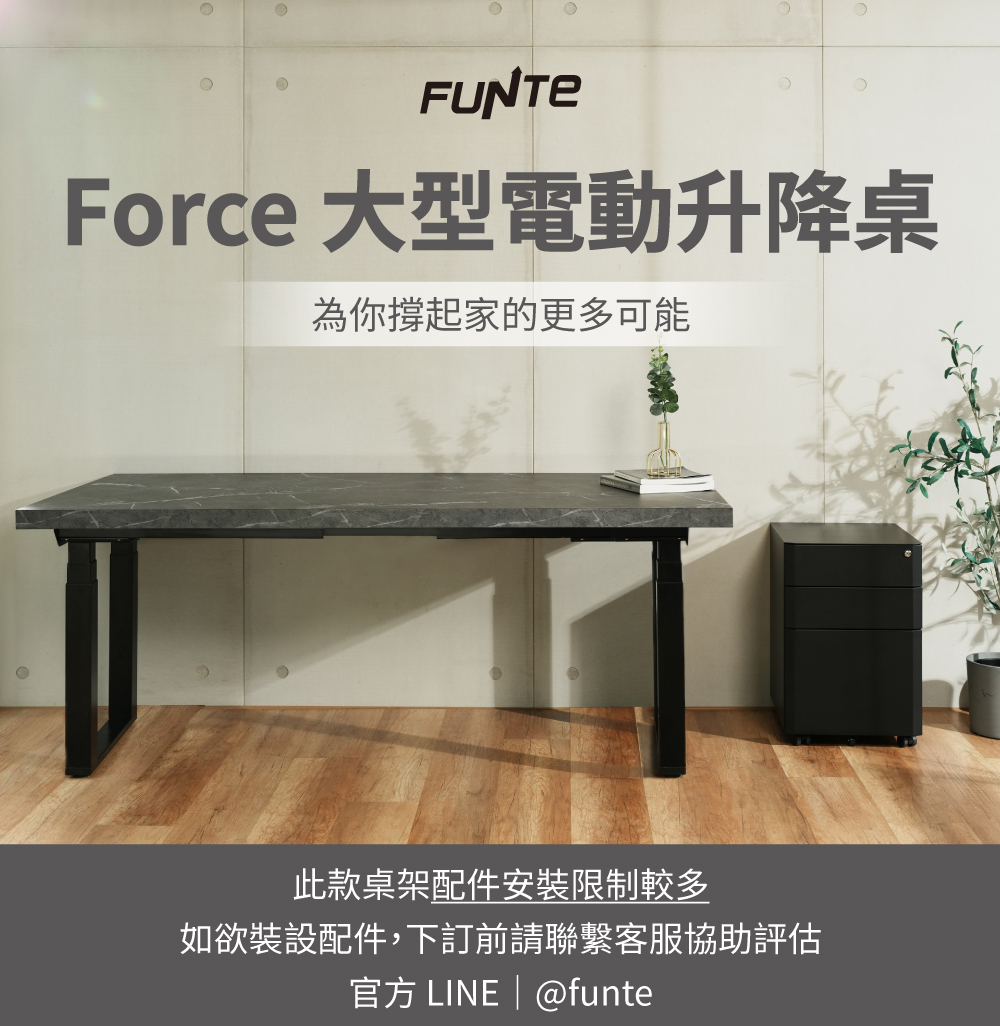 FUNTE Force 大型電動升降桌/纖維板 200x90