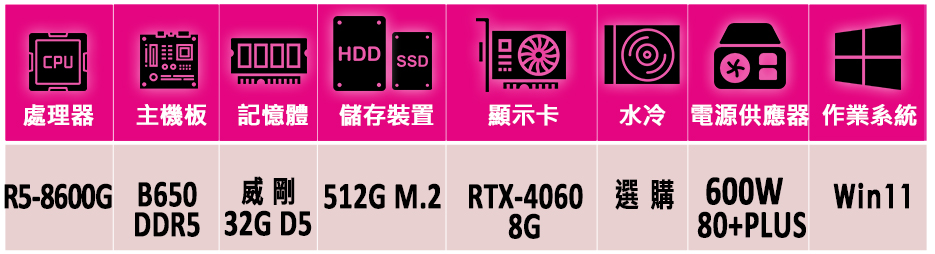 微星平台 R5六核 RTX 4060 2X Win11{玉馬