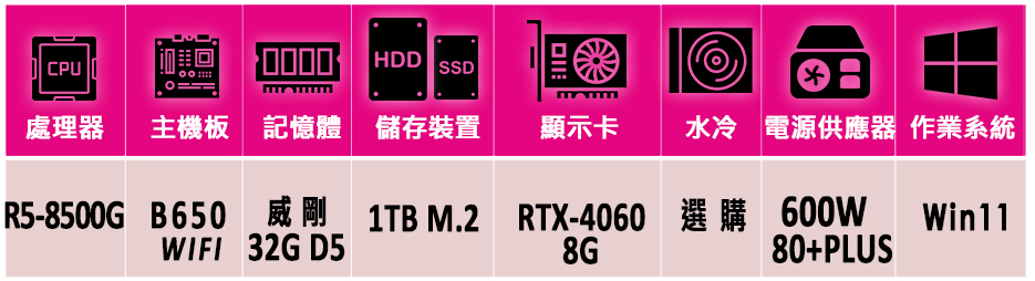 微星平台 R5六核 RTX 4060 2X Win11{白驍