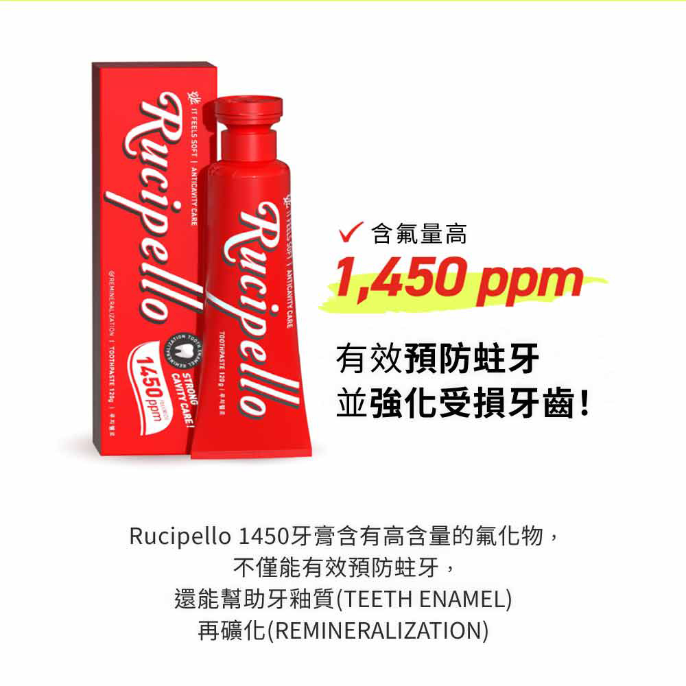 Rucipello 1450牙膏含有高含量的氟化物,