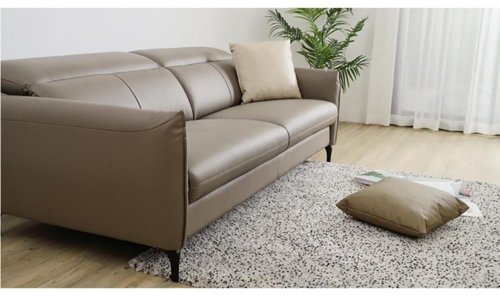 TAHAN casa 大漢家具 舒丹四人棕色半牛皮沙發(含艾