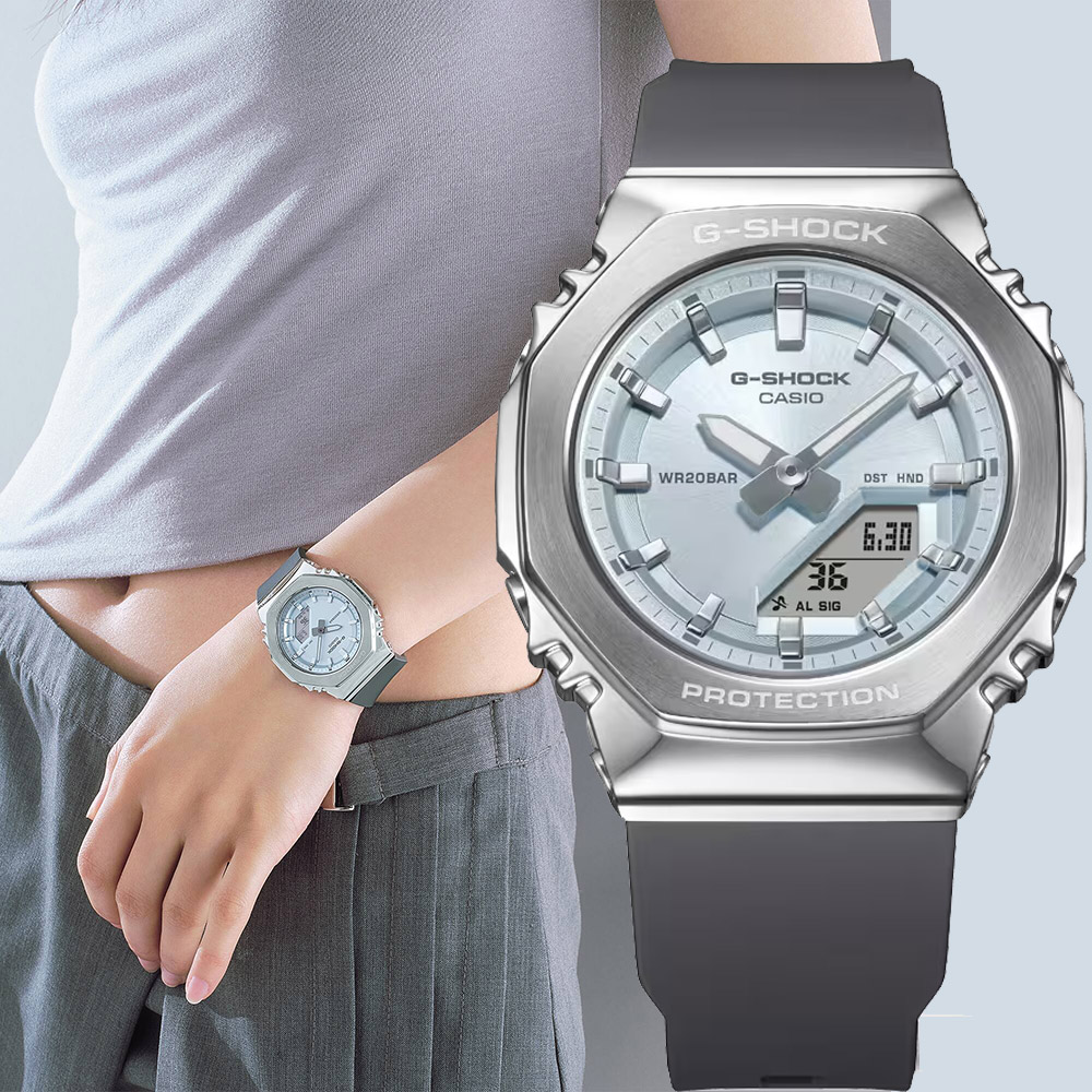 CASIO 卡西歐 G-SHOCK 粉彩金屬八角手錶 女錶(