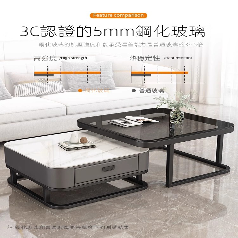 耐家旗艦店 意式輕奢岩板茶几-60+70組合(歐式岩板茶几/