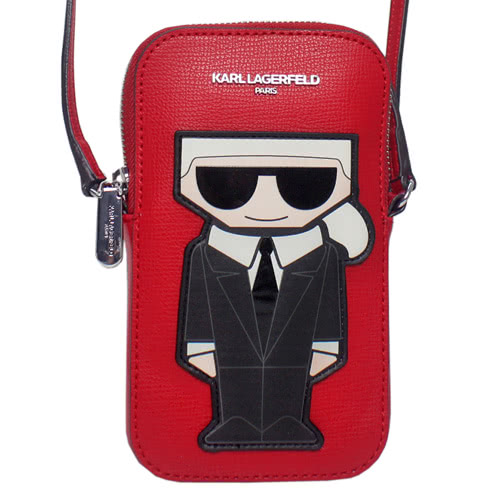 KARL LAGERFELD 卡爾 西裝老佛爺拉鍊斜背手機包