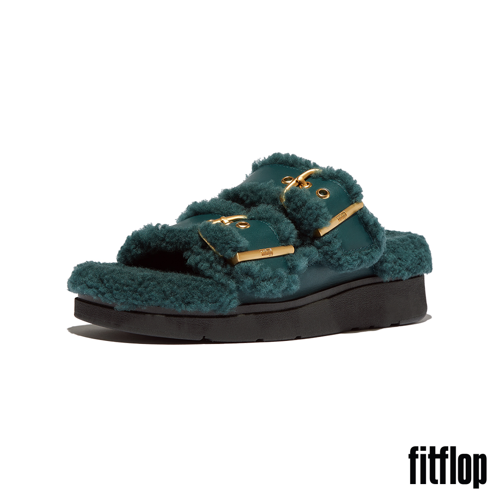 FitFlop GEN-FF 扣環雙帶翻羊毛皮革涼鞋-女(深