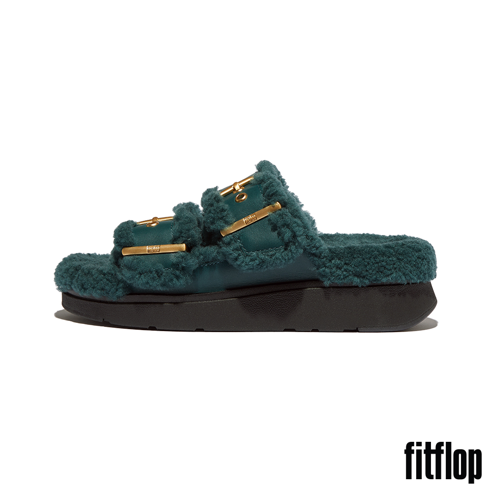 FitFlop GEN-FF 扣環雙帶翻羊毛皮革涼鞋-女(深