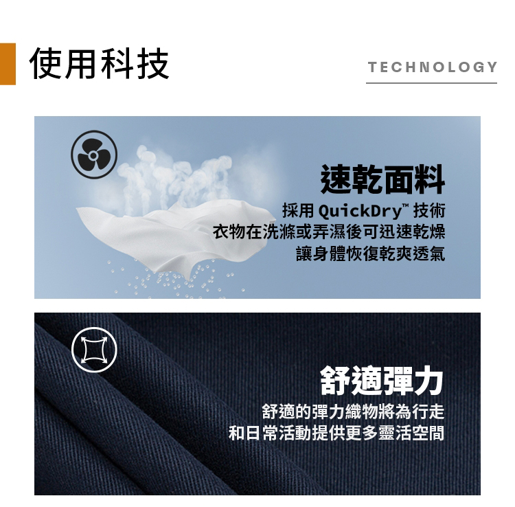 採用 QuickDry 技術