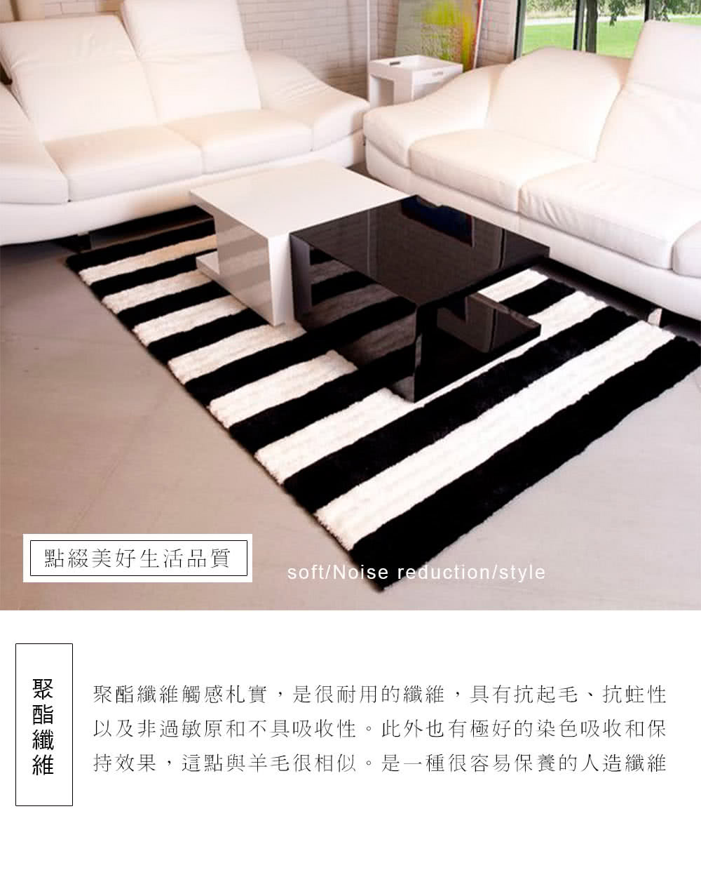 SDL Home 山德力 立體長毛地毯 200X290 黑白