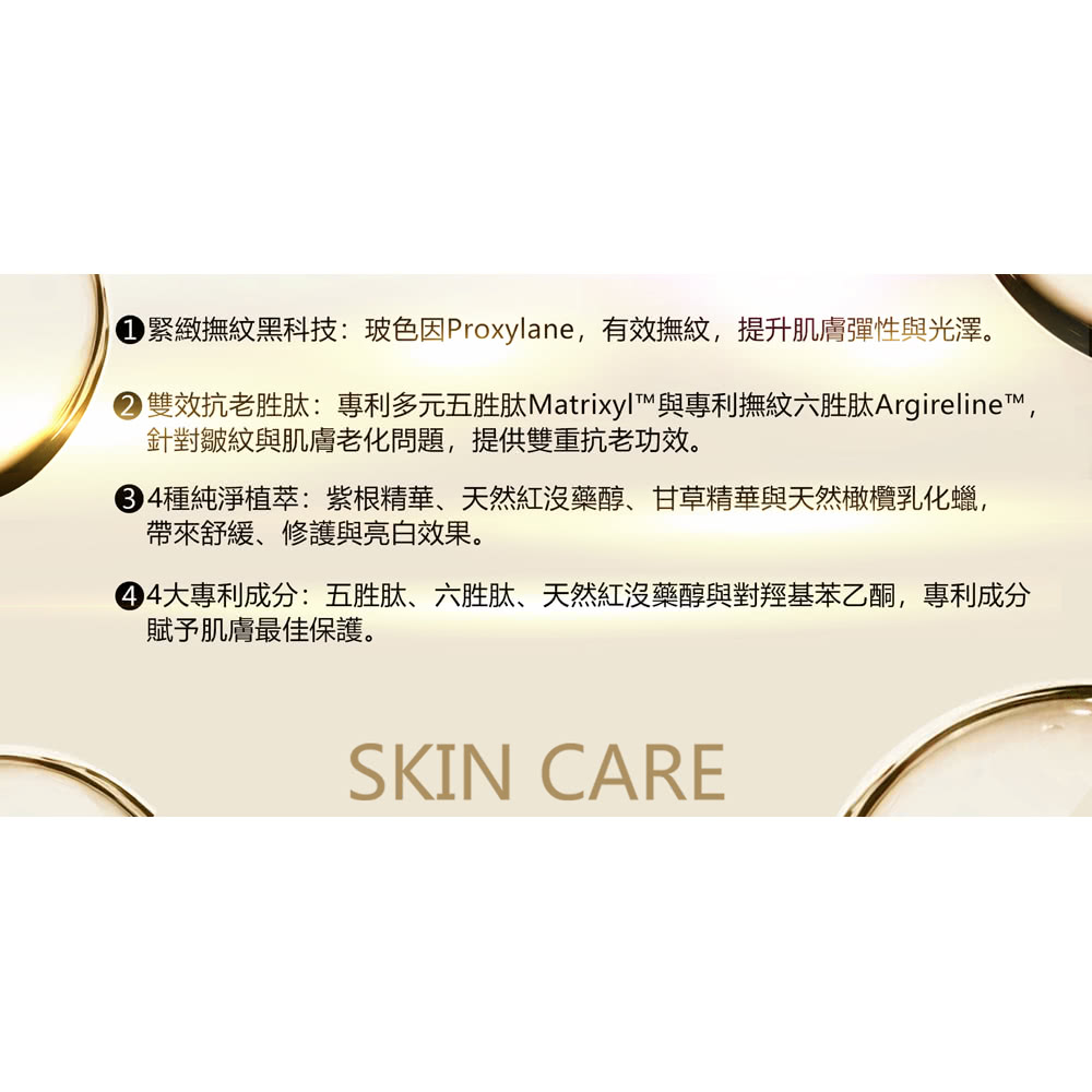 雙效抗老胜肽專利多元五胜肽Matrixyl與專利撫紋六胜肽Argireline,