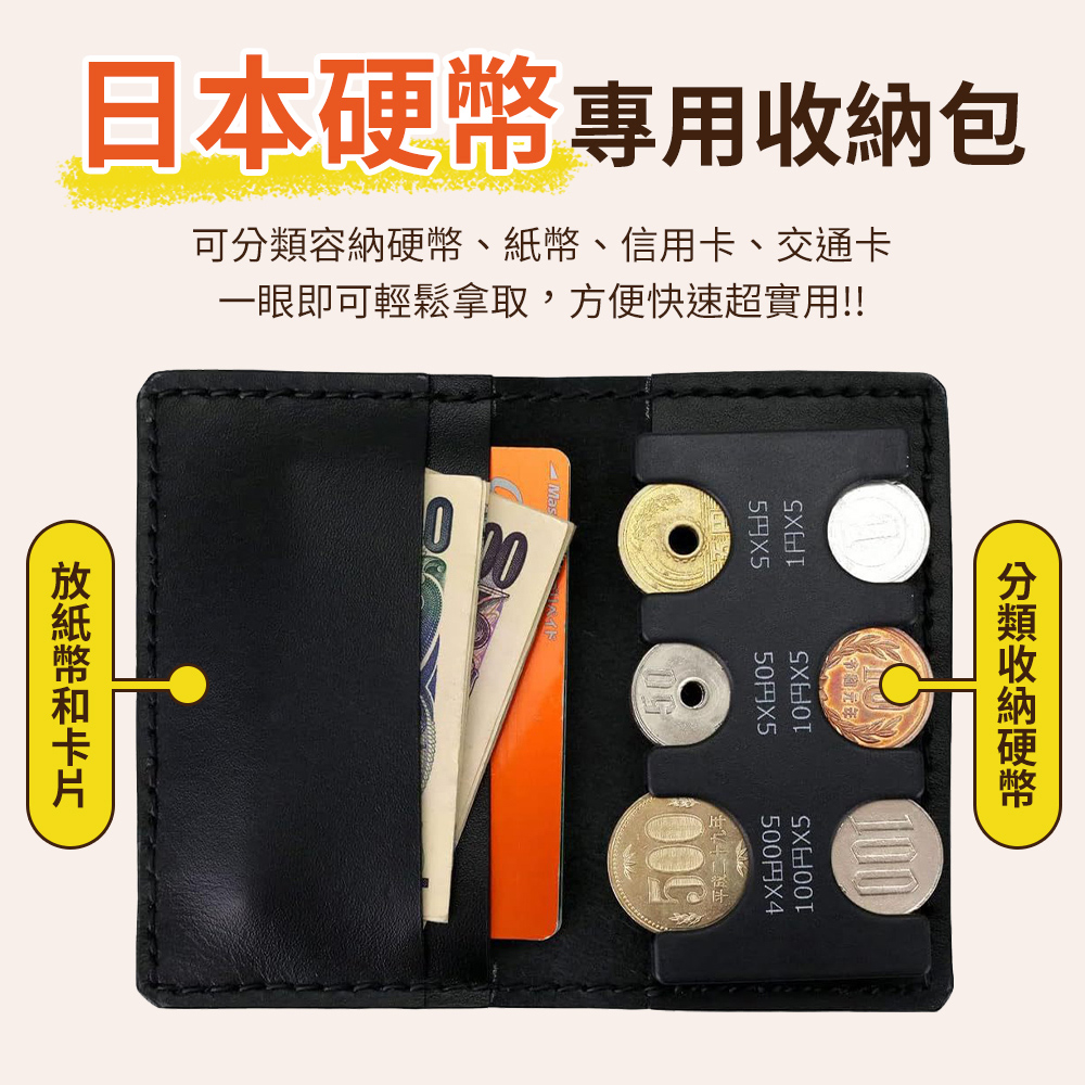 可分類容納硬幣、紙幣、信用卡、交通卡