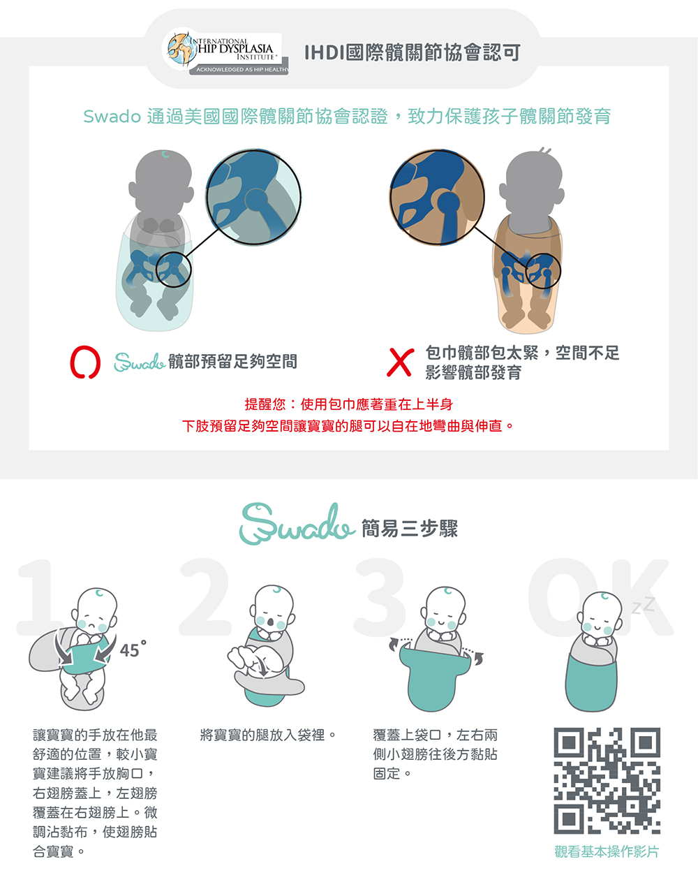 Swado 通過美國國際髖關節協會認證,致力保護孩子髖關節發育
