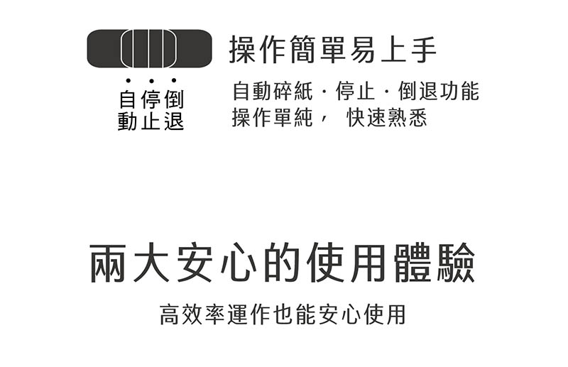 自動碎紙停止.倒退功能