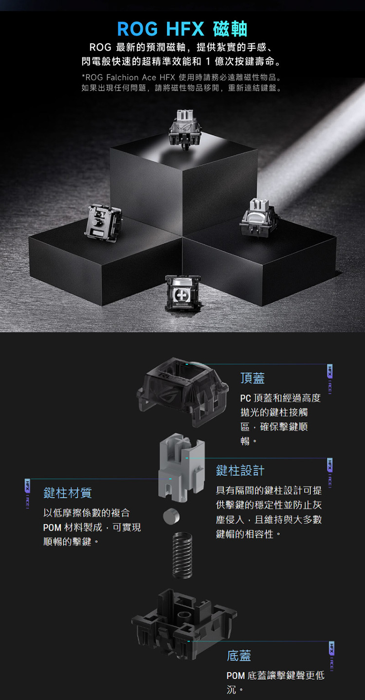 ROG Falchion Ace HFX 使用時請務必遠離磁性物品。