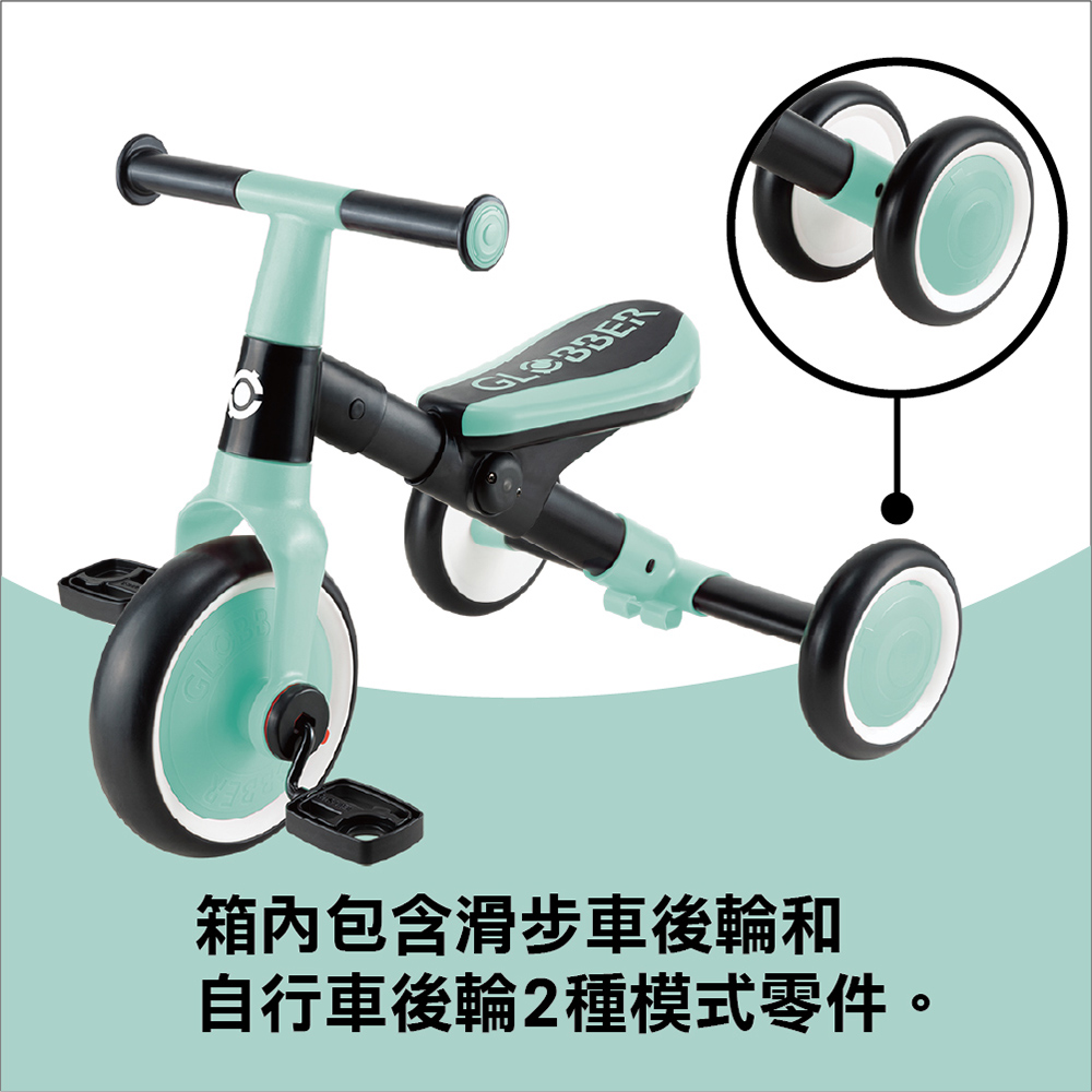 箱內包含滑步車後輪和 自行車後輪2種模式零件。 