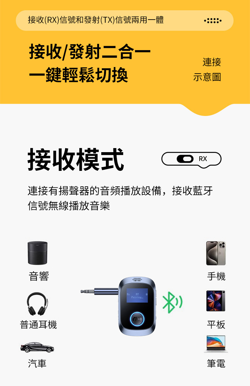 連接有揚聲器的音頻播放設備,接收藍牙