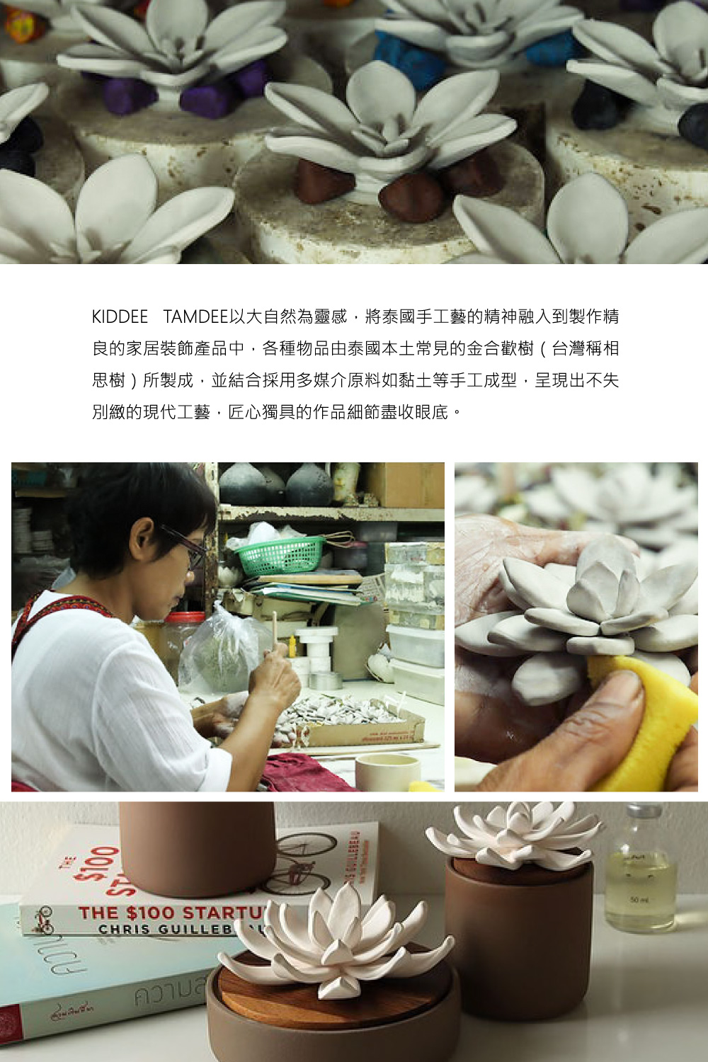 KIDDEE TAMDEEä»¥å¤§èªç¶çºéæ,å°æ³°åæå·¥èçç²¾ç¥èå¥å°è£½ä½ç²¾ è¯çå®¶å±è£é£¾ç¢åä¸­,åç¨®ç©åç±æ³°åæ¬åå¸¸è¦çéåæ­¡æ¨¹å°ç£ç¨±ç¸ ææ¨¹æè£½æ,ä¸¦çµåæ¡ç¨å¤åªä»åæå¦é»åç­æå·¥æå,åç¾åºä¸å¤± å¥ç·»çç¾ä»£å·¥è,å å¿ç¨å·çä½åç´°ç¯ç¡æ¶ç¼åºã 