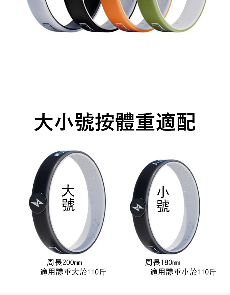 大小號按體重適配 周長200mm 適用體重大於110斤 周長180mm 適用體重小於110斤 