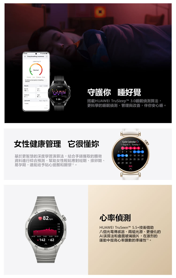 搭載HUAWEI TruSleep 3.0睡眠偵測算法,