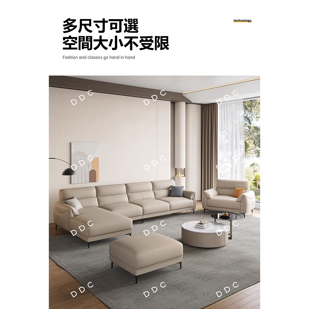 Josie 頭層牛皮雙人座皮沙發 8色可選(直排220cm/