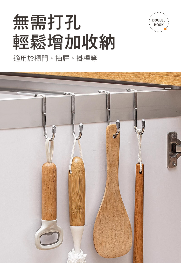 E.dot 8入組 不鏽鋼門後S型掛勾(雙掛勾)折扣推薦