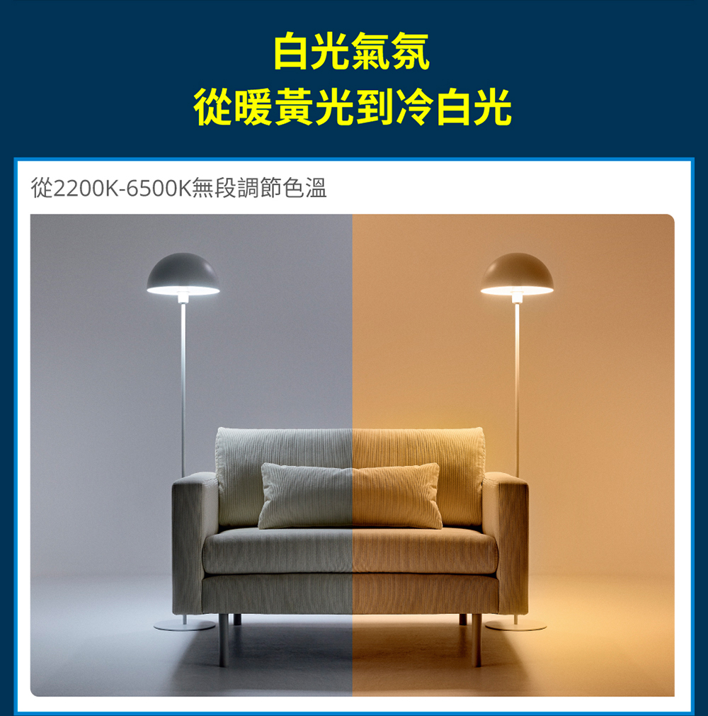 ç½åæ°£æ° å¾æé»åå°å·ç½å å¾2200K6500Kç¡æ®µèª¿ç¯è²æº« 