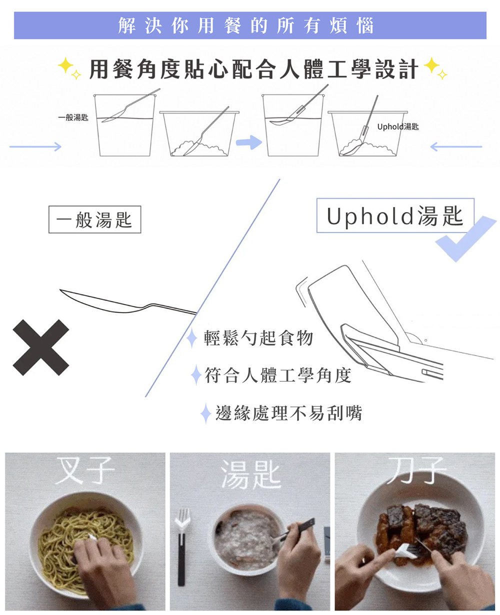 用餐角度貼心配合人體工學設計 支