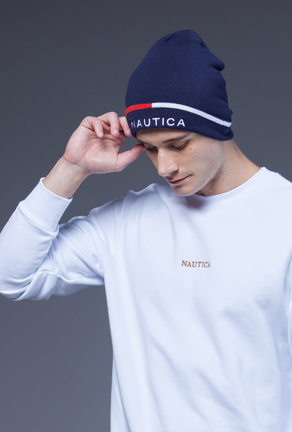 NAUTICA 暖冬時尚品牌針織毛帽(藍色)好評推薦