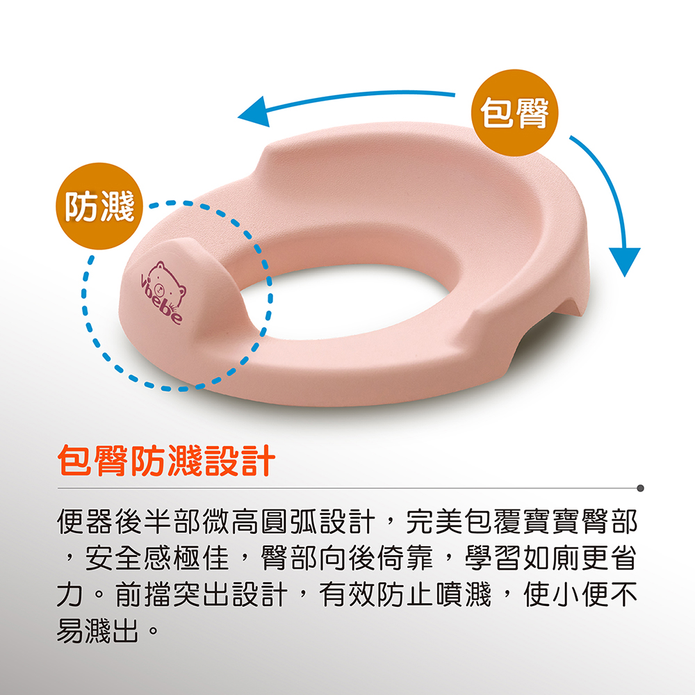 便器後半部微高圓弧設計,完美包覆寶寶臀部