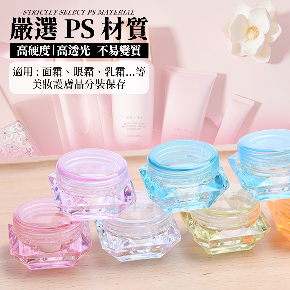 嚴選 PS材質 高硬度高透光不易變質 適用面霜、眼霜、乳霜...等 美妝護膚品分裝保存 
