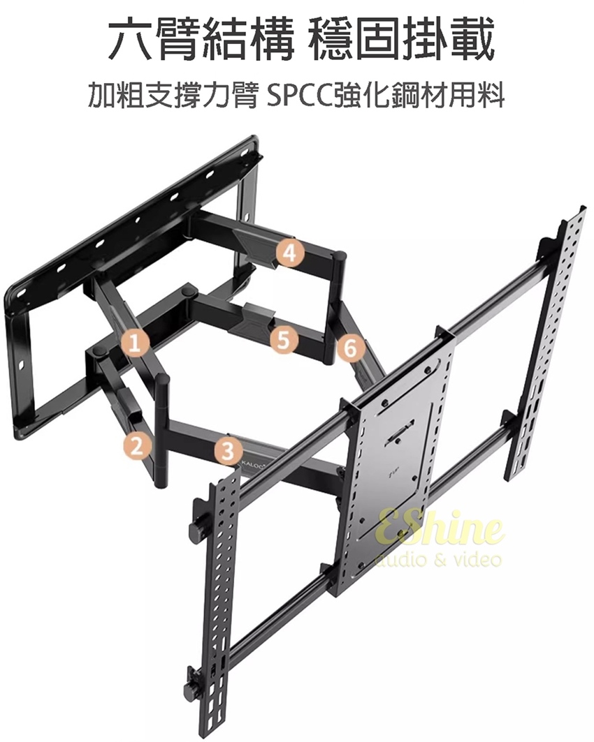 六臂結構 穩固掛載 加粗支撐力臂 SPCC強化鋼材用料 